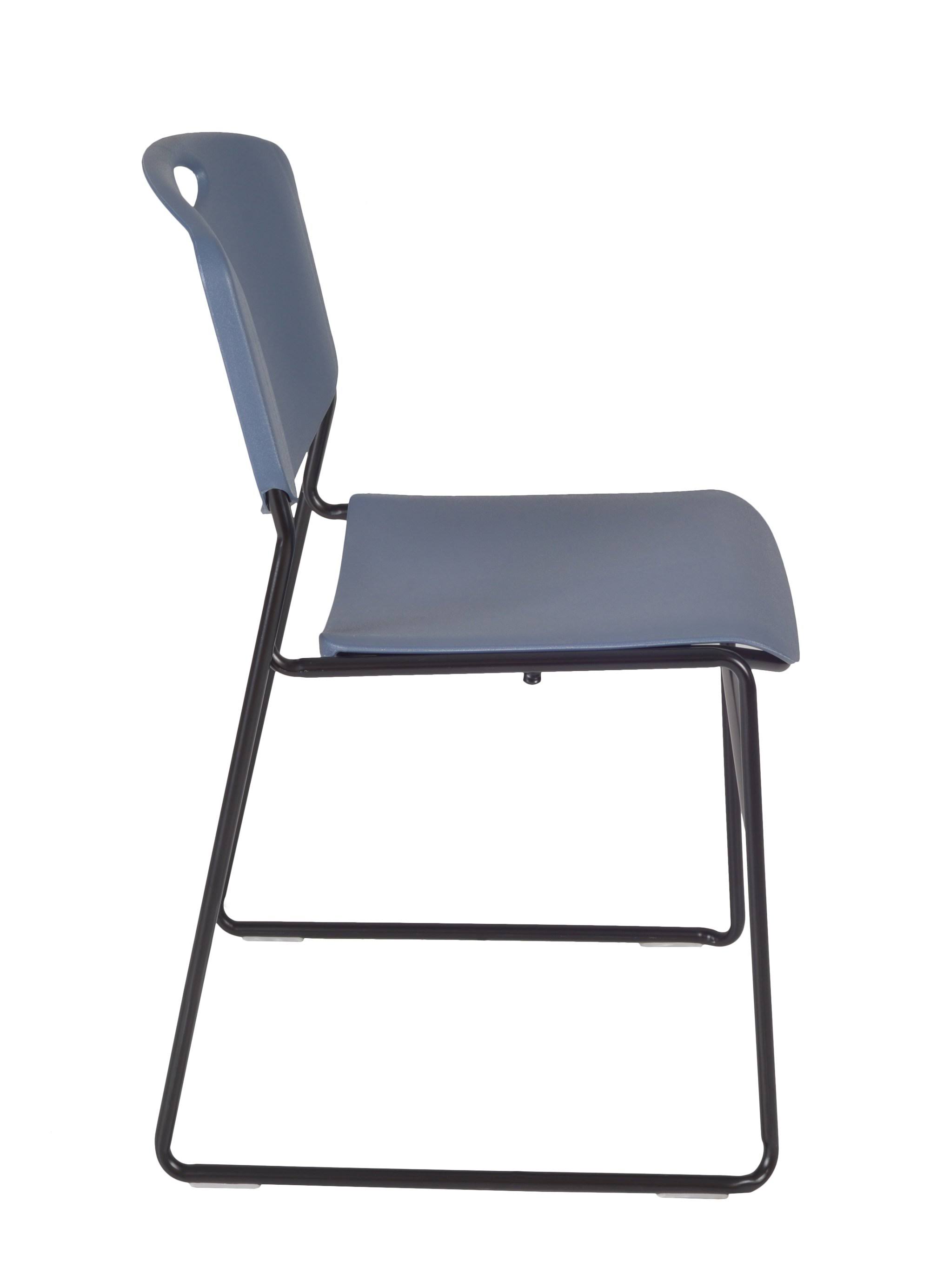 Regency Kee 42x22 Round Breakroom Table- Beige/ Chrome u0026 4 Zeng Stack Chairs- Blue