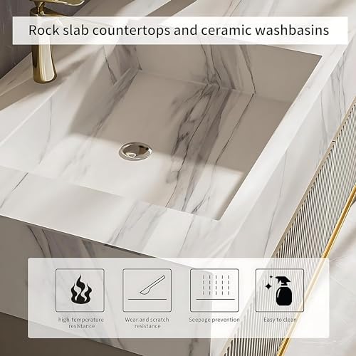 Bathroom Vanity - Bathroom Vanity with Sink Modern Freestanding Bathroom Vanity Set with Smart LED Makeup Heated Defogger Mirror Large Storage Capacity(44")