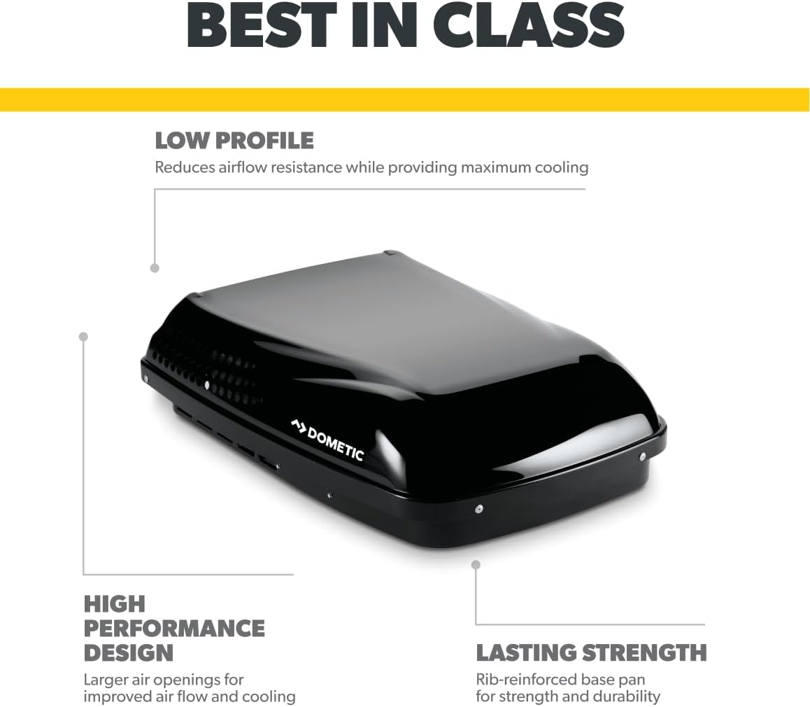 Dometic Penguin II Low Profile Rooftop Air Conditioner | 13.5k BTU AC with Ducted and Non Ducted Application | Portable Air Conditioner for RVs, Trailers, and Campers-Black