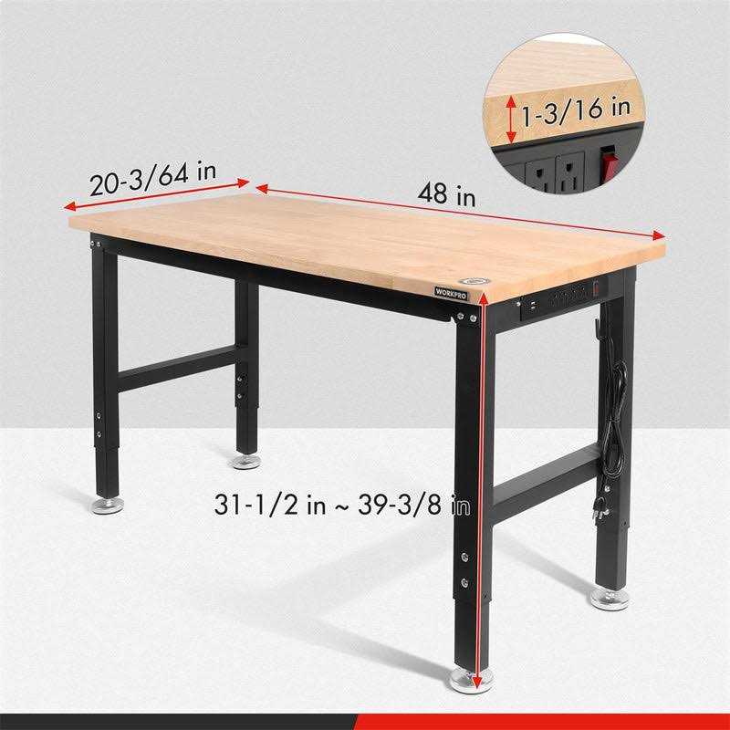 WORKPRO Adjustable Workbench Rubber Wood Top Heavy-Duty Workstation - Shop Hardware Tools Online Store