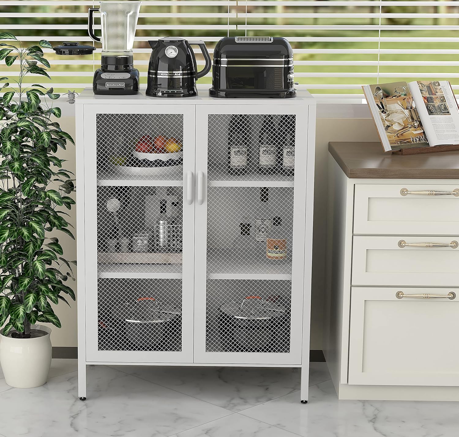 Metal Storage Cabinet with 2 Adjustable Shelves, 41.7" Black Garage Cabinets with Doors and Lock, for Home Office, Utility Room