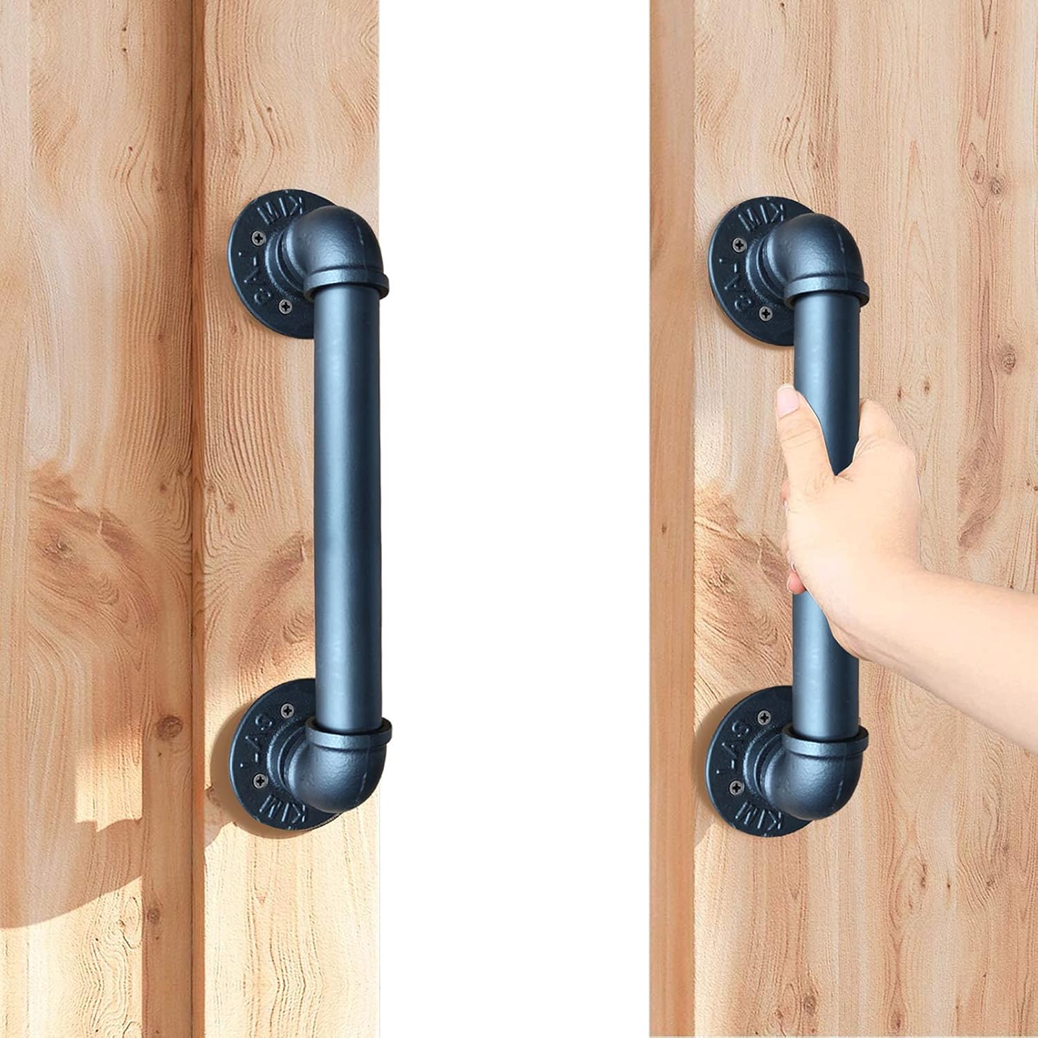KaBenGo Hand Railings for Stairs Metal Pipe Staircase Handrail Wall Mount Decoration Rail for Outdoor & Indoor Steps Baluster Complete Kit/Easy to Install Banister (Satin Black) (3ft), 3 Feet