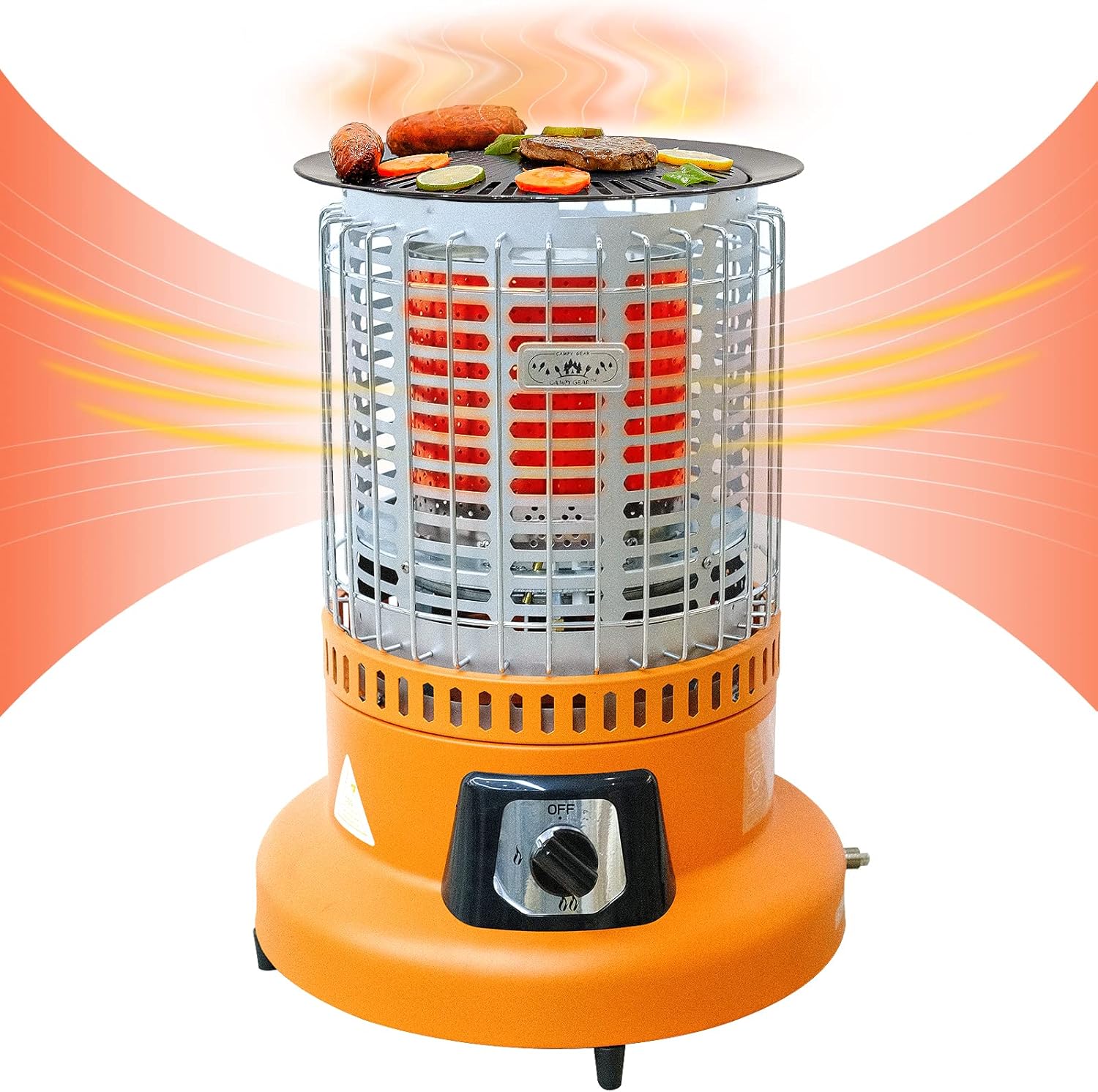 Campy Gear Hunky 18,000 BTU 2 in 1 Portable Propane Heater & Stove with Hose and Pot, Outdoor Camping Gas Stove Camp Tent Heater for Ice Fishing Backpacking Hiking Hunting Survival Emergency (Orange)