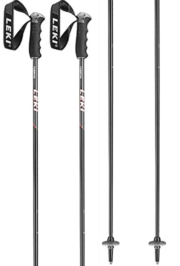 Leki Neolite Carbon Pair of Ski Poles, 125cm Black/White/Neon Red