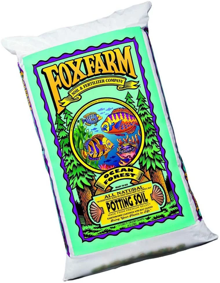 Foxfarm FX14053 Ocean Forest Plant Garden PH Adjusted 12 Quarts Potting Soil Blend Mix for Containerized Plants, 11.9 Pound Bag 2 Pack