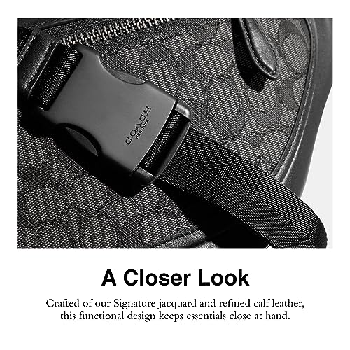 Coach League Belt Bag in Signature Jacquard, Charcoal/Black