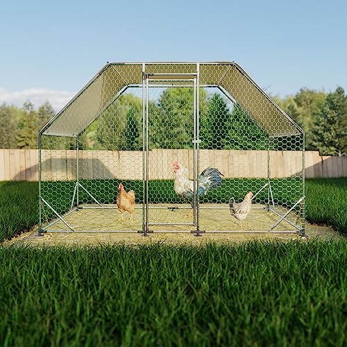 Large Metal Chicken Coop Run with Cover,13 x 10 x 6.4 FT Walk-in Poultry Cage Run with Lockable Doors,Chicken Pen for Outdoor, Backyard, and Farm,Suitable for Chickens and Other Poultry
