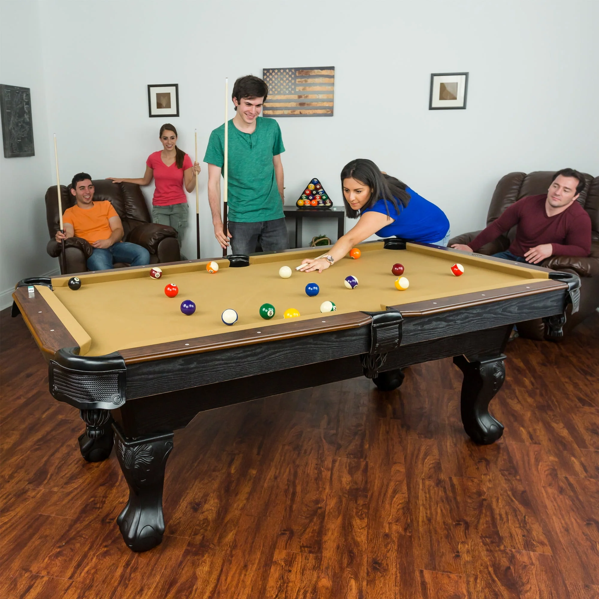 Classic Sports Brighton 87 Billiard Pool Table in Tan