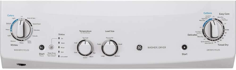 GE GUV27ESSMWW Unitized Spacemaker 3.8 Washer with Stainless Steel Basket and 5.9 Cu. Ft. Capacity Long Vent Electric Dryer, White