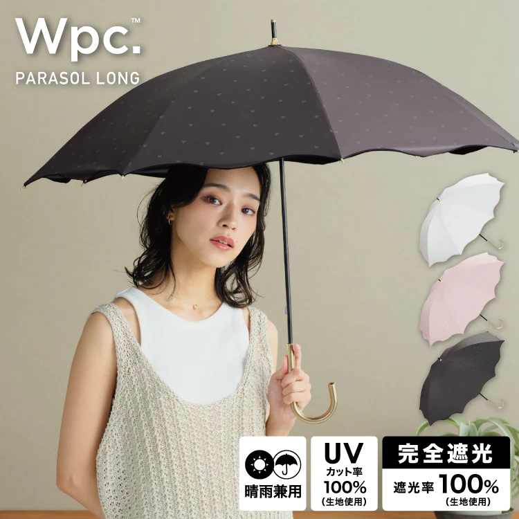 [Wpc. Official] Sun Umbrella Light Blocking Heart Mellow 50cm Complete Light Blocking Heat Insulation UV Cut Rain and Shine Dual Use Ladies Long Umbrella