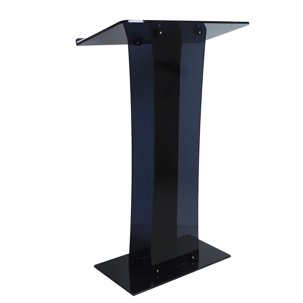 ZhdnBhnos Black Acrylic Podium Podium Stand Clear Podium Lectern Plexiglass Pulpit Presentation Table Reception Stand For Conference School Church