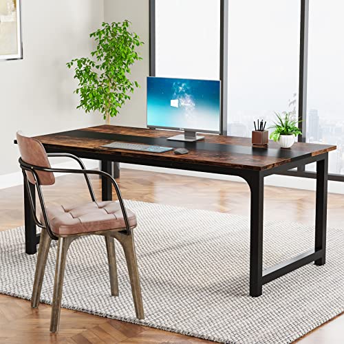 Tribesigns Modern Computer Desk, 63 x 31.5 inch Large Executive Office Desk Computer Table Study Writing Desk Workstation for Home Office, Spliced Desktop, White