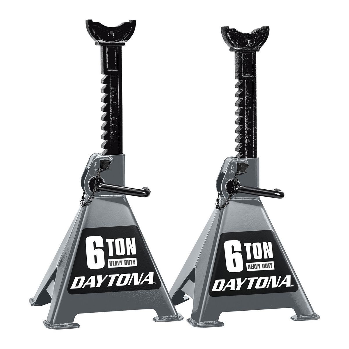 DAYTONA 6 Ton Heavy Duty Ratcheting Jack Stands, Slate Gray