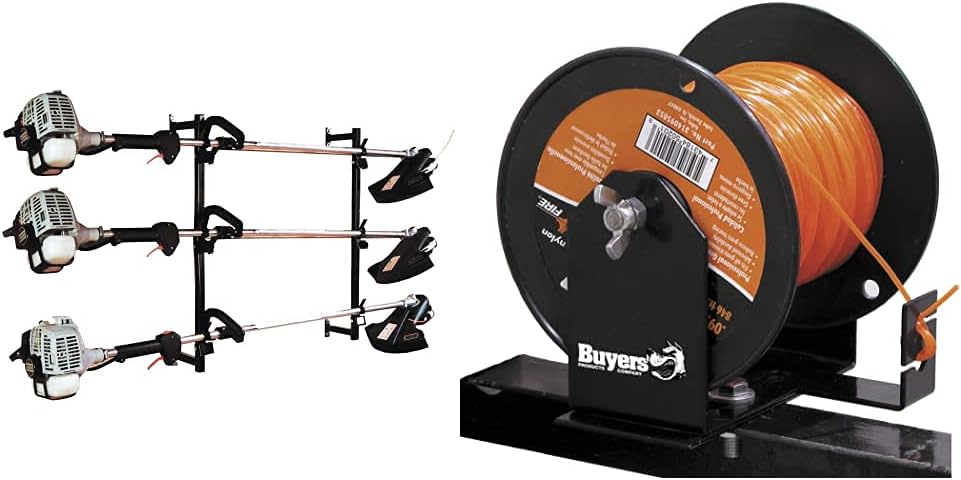 Buyers Products LT12 Landscape Trimmer Edger Locking Rack for Enclosed Trailers & Walls Holds 3 Yard Lawn Weed Whackers Tools, Pack of 1, Black
