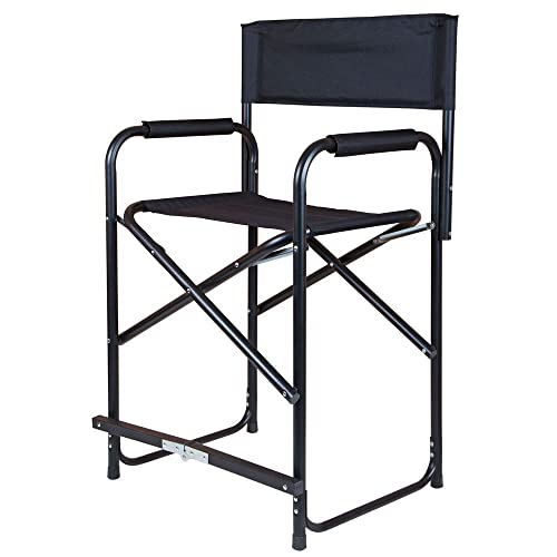 Tall Folding Director's Chair | Sit Taller & Comfortably | Lightweight & Foldable | Sturdy 1" Aluminum Frame | Ideal for Awards | 250lb Weight Capacity | Color Black