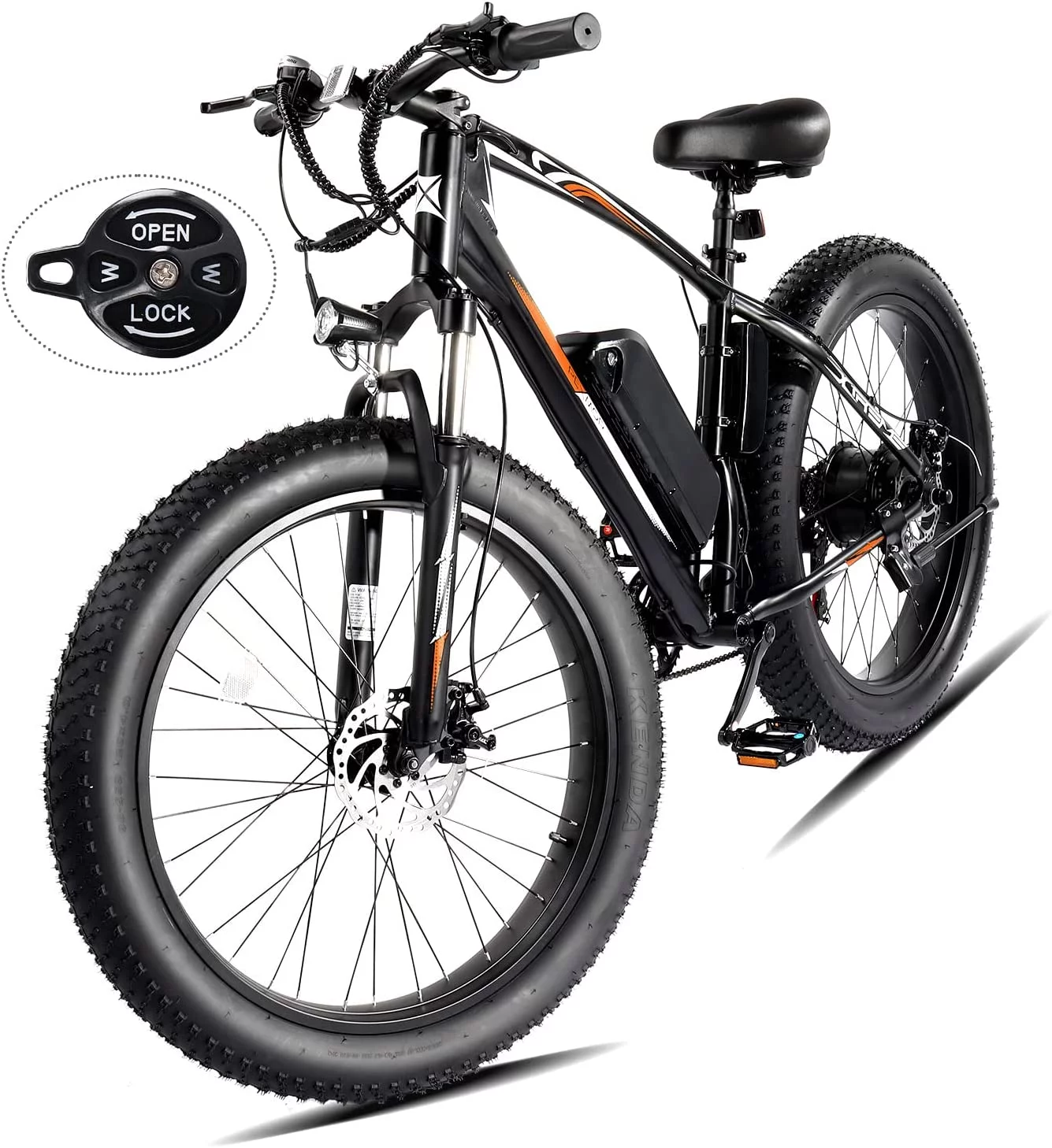 PEXMOR Electric Bike for Adult 500W, 26" Fat Tire Electric Mountain Bike EBike 48V 13AH Removable Battery, 20MPH Adult Electric Bicycle Lockable Suspension Fork, Beach Snow E-Bike Shimano 7 Speed