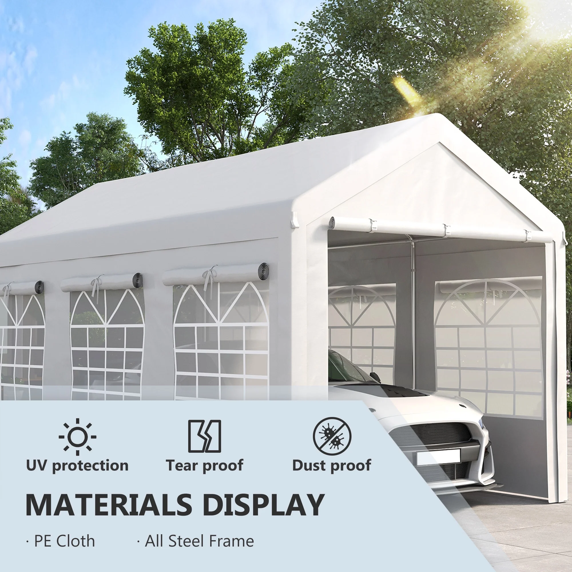 Outsunny 10' x 20' Carport and Large Party Tent, Height Adjustable