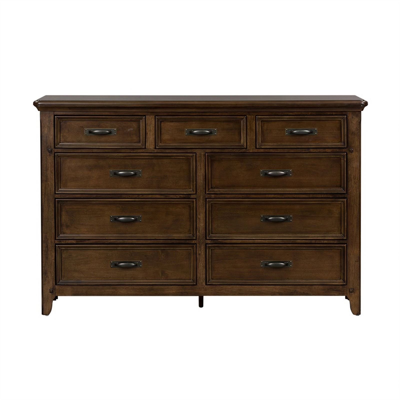 2 Piece Wooden Bedroom Set with Queen Panel Bed and 9 Drawer Dresser