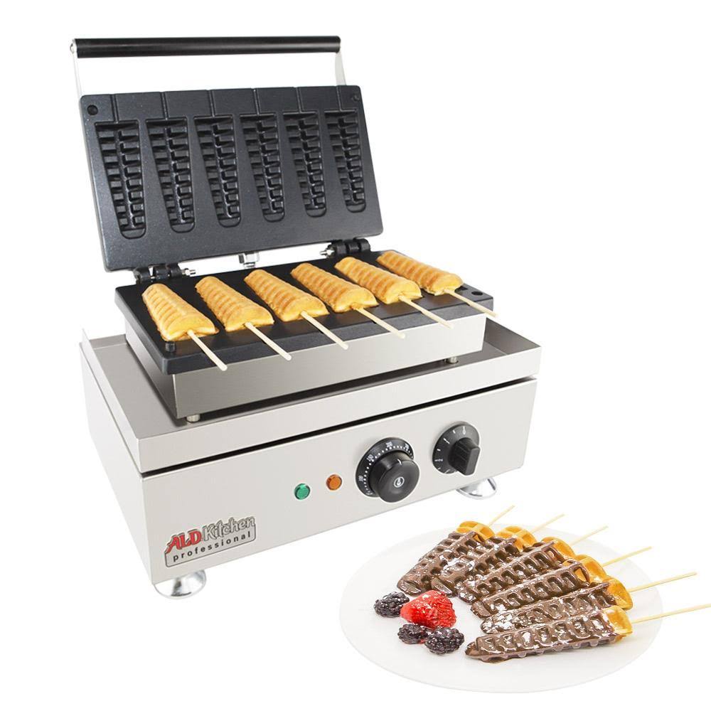 ALDKitchen Stick Waffle Maker | Professional Stainless Steel Waffle Iron | 6 Small Stick Waffles 110V