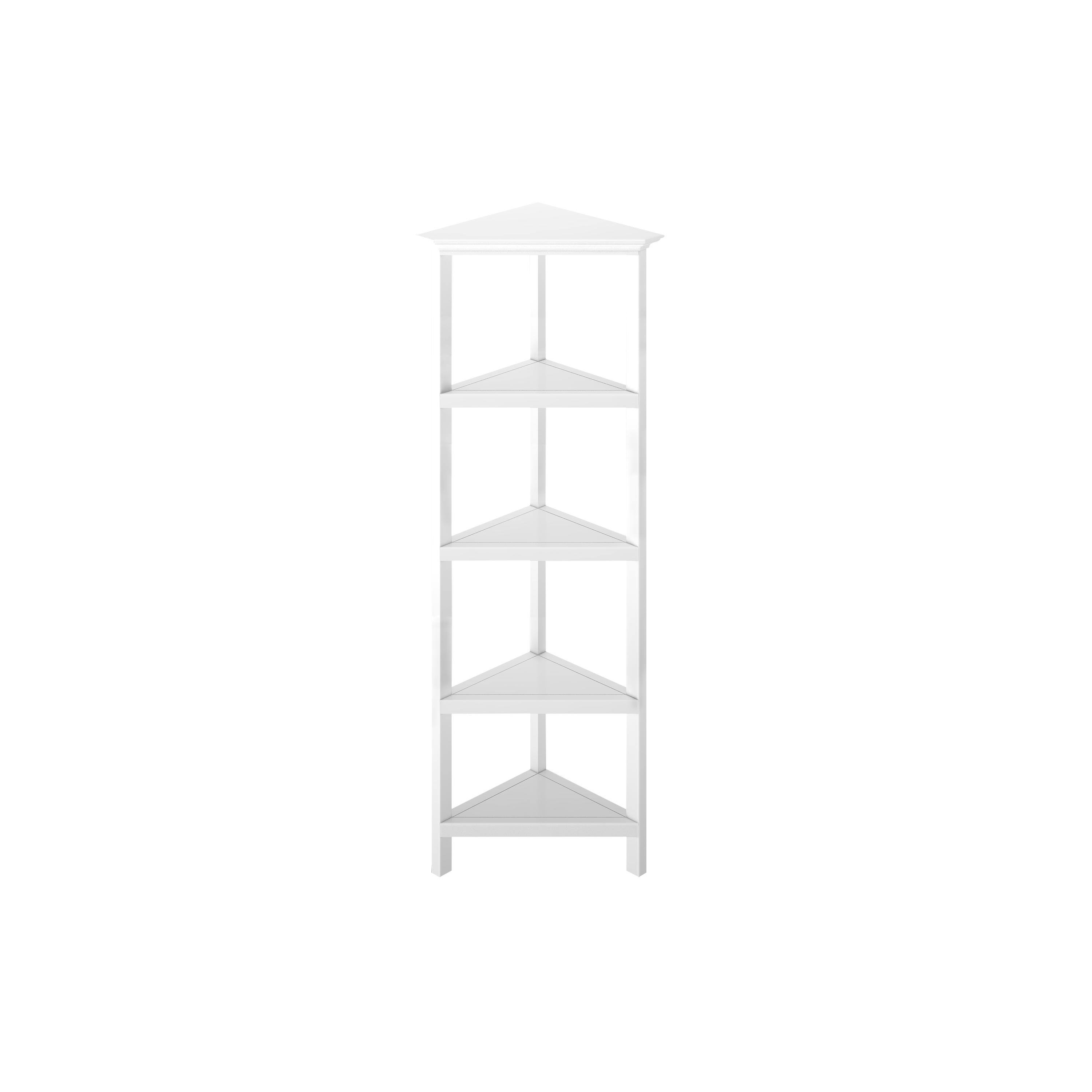 NewRidge Home Goods 5020-002 4-Tier Corner Wooden Bookcase White