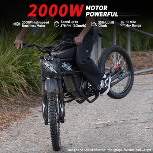 2000W/ 3000W GT73 / GT73 Pro Electric Dirt Bike for Adults - 37/50 MPH High-Speed, 25" Fat Tires & Dual Removable Battery (60V-18AH*2)| All-Terrain Off-Road eBike for Snow, Sand