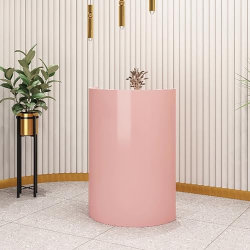 Semicircular Reception Counter Table Retail Checkout Counter Table with Drawers and Cabinets Company Counter Front Desk for Office Reception Room Lobby Beauty Salon Clothing Store.(Pink,50x50x100cm)