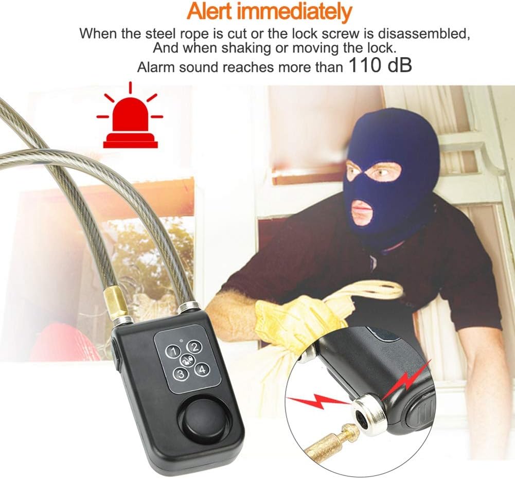 Bike Lock,Anti-Theft Security Wireless Remote Control Alarm Lock 4-Digit Password LED Indication IP55 Waterproof for Indoor and Outdoor use