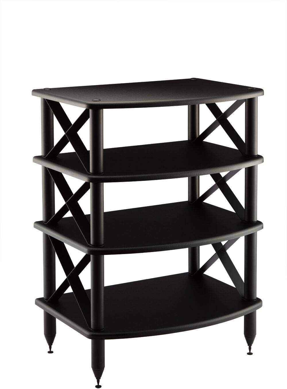 Pangea Audio Vulcan X Four Shelf Audio Rack Media Stand, and Components Cabinet (Black)