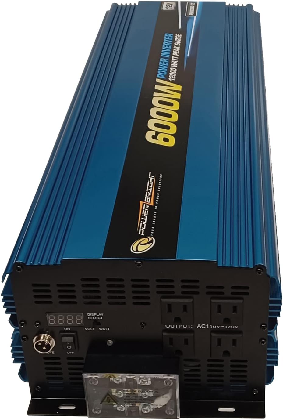 PW6000-12 12V DC to AC 6000W Modified Sine Wave Power Inverter, 6000W Continuous Power, 12000W Peak Load Power Rate, Anodized Aluminum Case, Built-in Cooling Fan