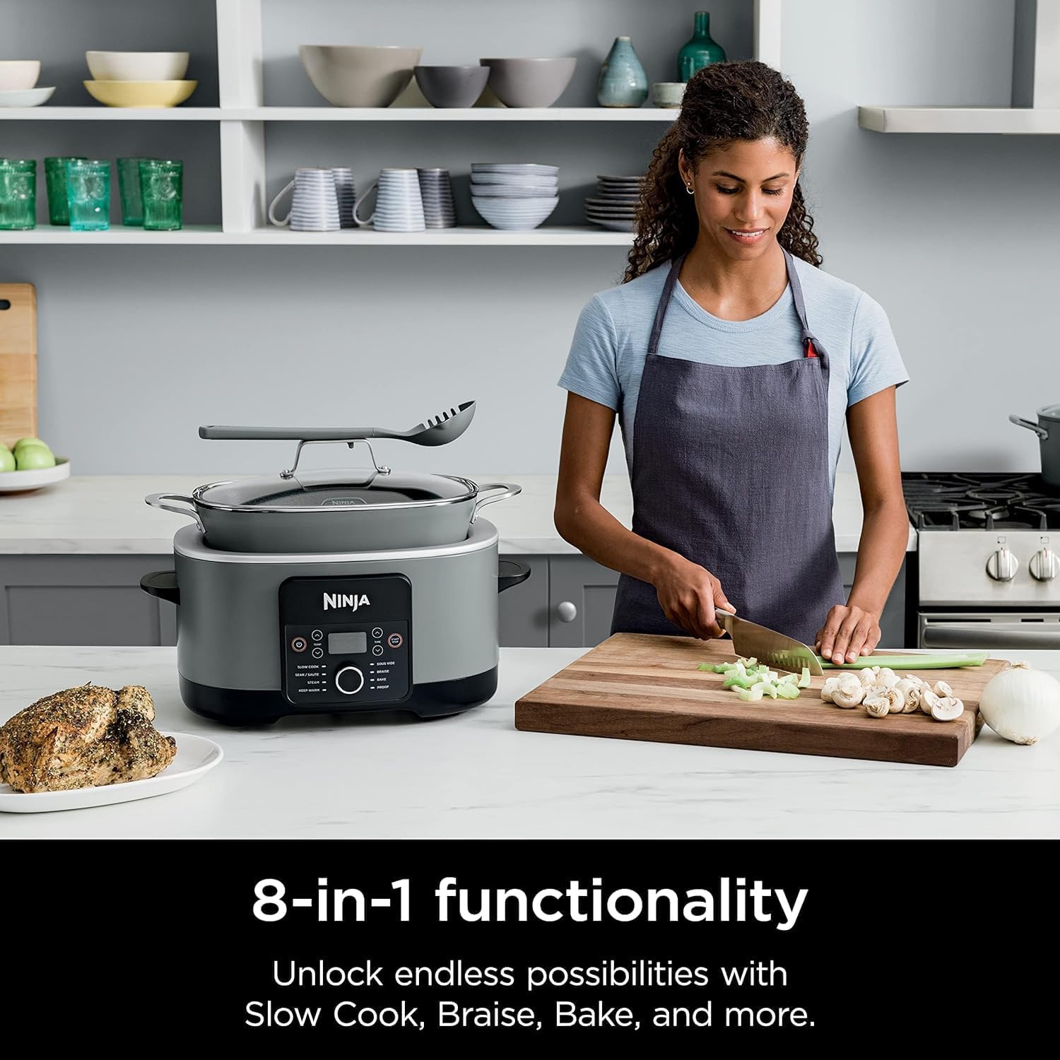 Ninja MC1001 Foodi PossibleCooker PRO 8.5 Quart Multi-Cooker, with 8-in-1 Slow Cooker Dutch Oven, Steamer, Nonstick, Oven Safe Pot to 500°F & Reynolds Kitchens Slow Cooker Liners!