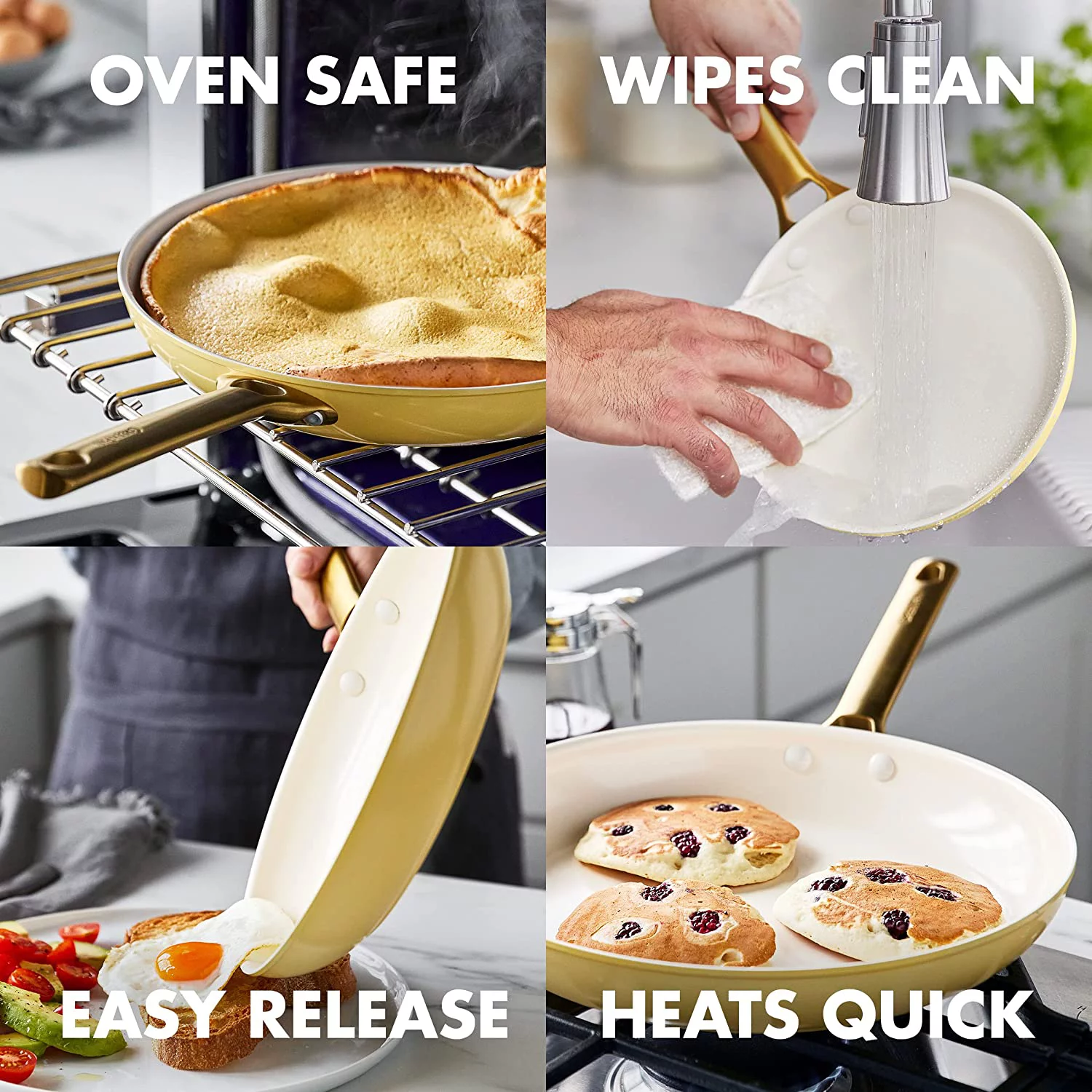 en Reserve Hard Anodized Healthy Ceramic Nonstick 10 Piece Cookware Pots and Pans Set  Gold Handle  PFAS-Free  Dishwasher Safe  Oven Safe  Twilight Blue