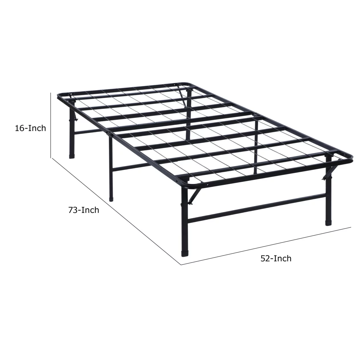 Adel Full Size Low Profile Bed Foldable Metal Frame Black