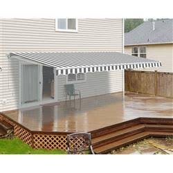 Aleko Motorized Retractable Patio Awning 20x10 Feet, Red and White Striped