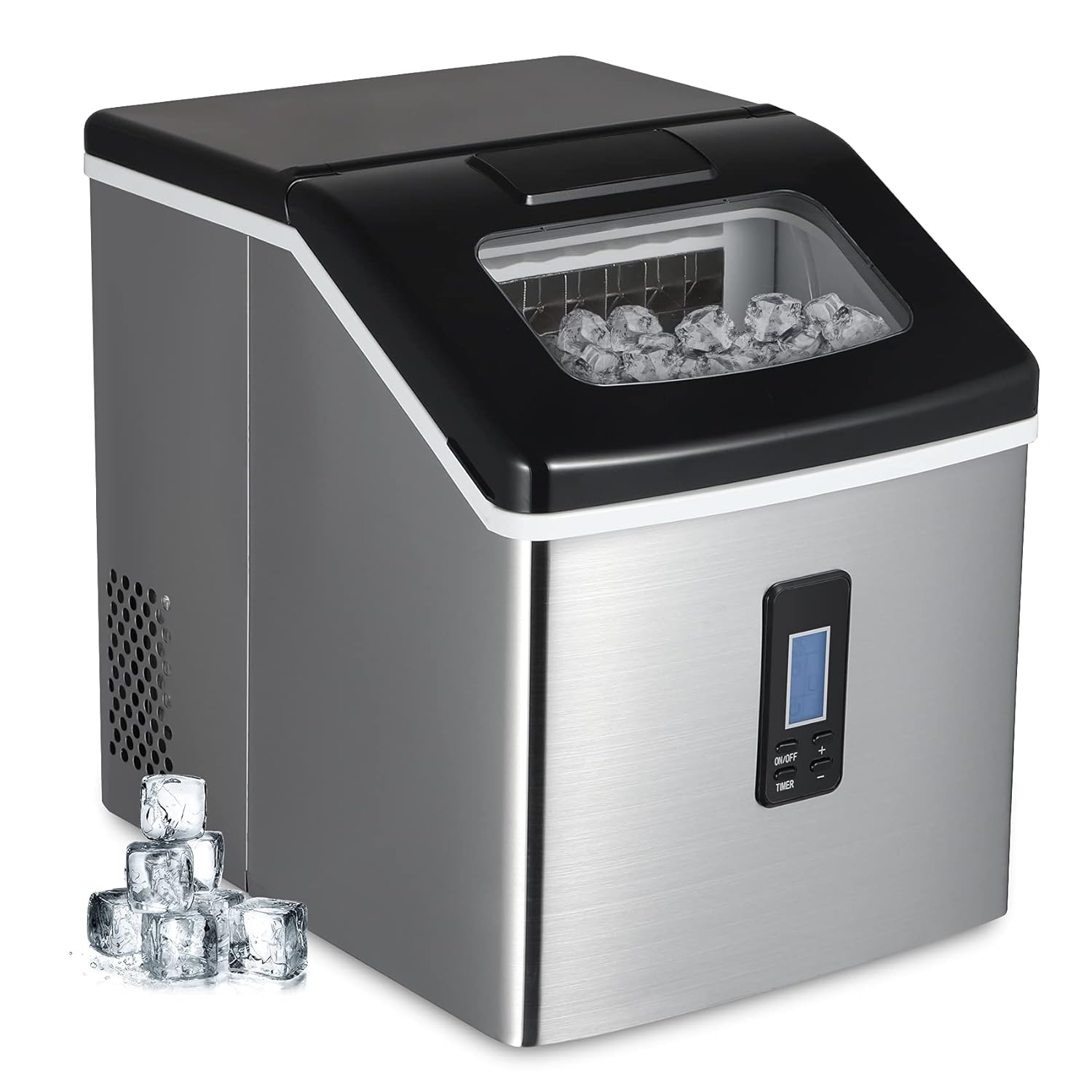 Ice Maker Countertop, 24 Cubes Ready in 15 Mins, 40lbs in 24Hrs,ice Machine with Ice Scoop for Home, Kitchen, Camping, RV, Bar