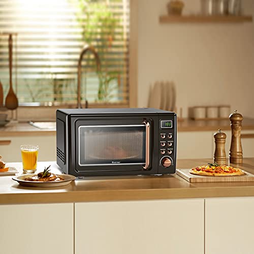 Nightcore Countert Retro Microwave Oven, Large 0.7Cu.ft, 700-Watt, Cold Rolled Steel Countertop with Time Setting, Glass Turntable Plate, Pre-Programmed Cooki, 18"(L)×14"(W)×10"(H), Green