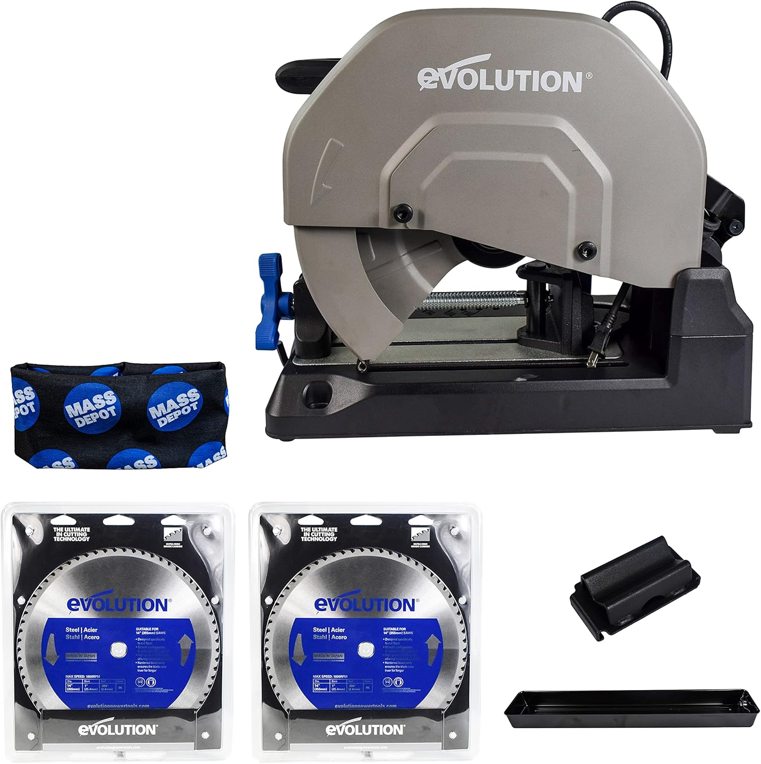 Evolution S380CPS Heavy Duty 15 Inch Metal Cutting Chop Saw W/Two 14 Inch Carbide-Tipped Blades Premium Dry Cut Saw Miter Saw 45°, S380CPS 14BLADEST MD-001
