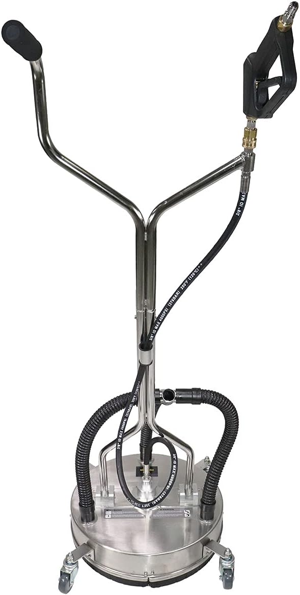 21" Stainless Steel Surface Cleaner with Vacuum Port, Wheels, and Wand Pressure Washer Attachment 4000 PSI, 12 GPM