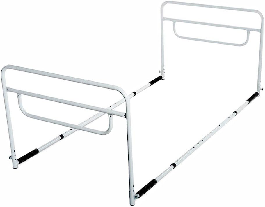 RMS Dual Bed Rail - Adjustable Height Bed Assist Rail, Bed Side Hand Rail - Fits Full & Twin Beds (Dual Hand Rail) Pack of 2
