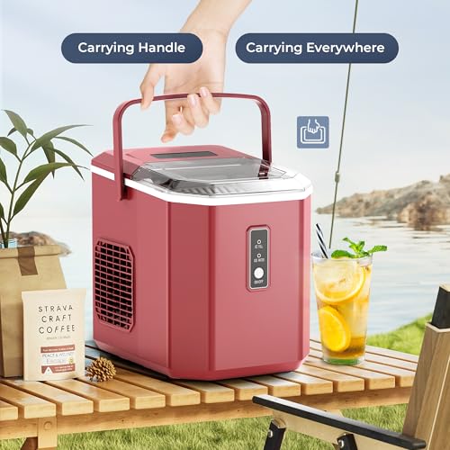 EUHOMY Crescent Ice Makers Countertop, 35Lbs/24H, 16Pcs in 12Mins, Auto Deep Cleaning, Timer, Portable Crescent Ice Maker Countertop with Crystal-Clear Ice Cubes for Home/Office/Party