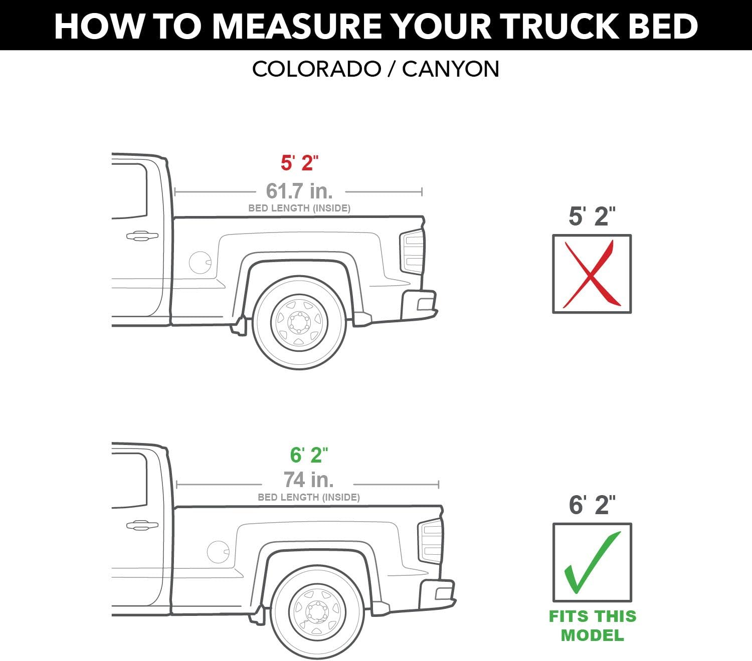 Gator EFX Hard Tri-Fold Truck Bed Tonneau Cover | GC14003 | Fits 2015 - 2022 Chevy/GMC Colorado/Canyon 6' 2" Bed (74")