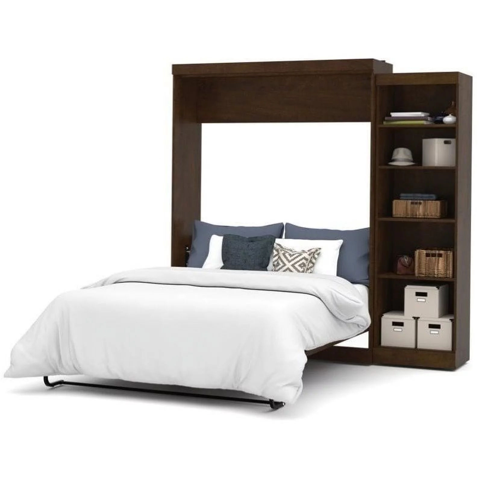 Atlin Designs 90" Queen Wall Bed with Storage in Chocolate