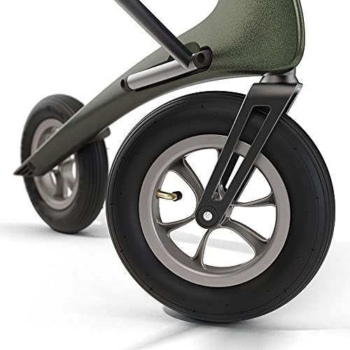 byACRE Carbon Overland/All Terrain Carbon rollator/Big Pneumatic Wheels/Lightweight at only 14.8 lbs/Foldable with seat/Defender Green