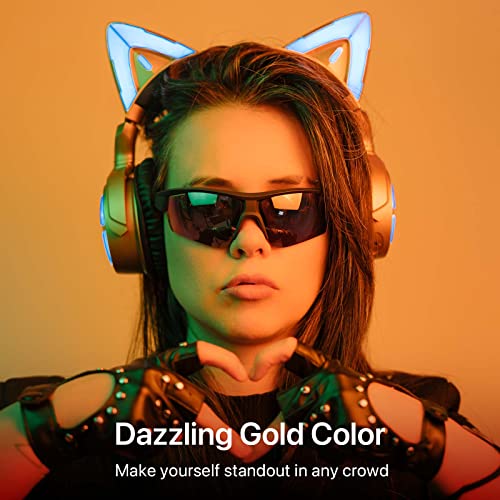 YOWU Cat Ear Headphones 4GS -Wireless Bluetooth Noise Cancelling Headphones, RGB Gaming Headset with Mic & 2.4G USB/Type C Dongle for PC/PS4/PS5/XBOX/Switch