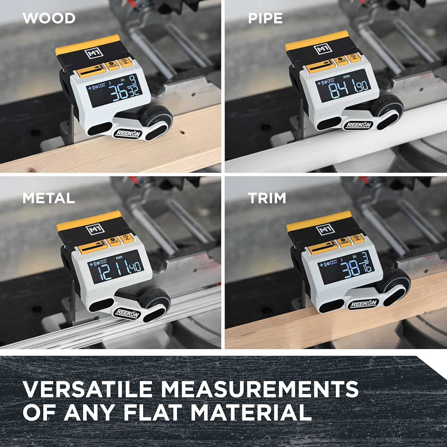REEKON M1 Caliber Measuring Tool for Miter, Chop, and Band Saws �C Eliminates Need to Measure & Mark Materials, Reduces Cut Time and Increases Safety, Measures Flat & Round Materials