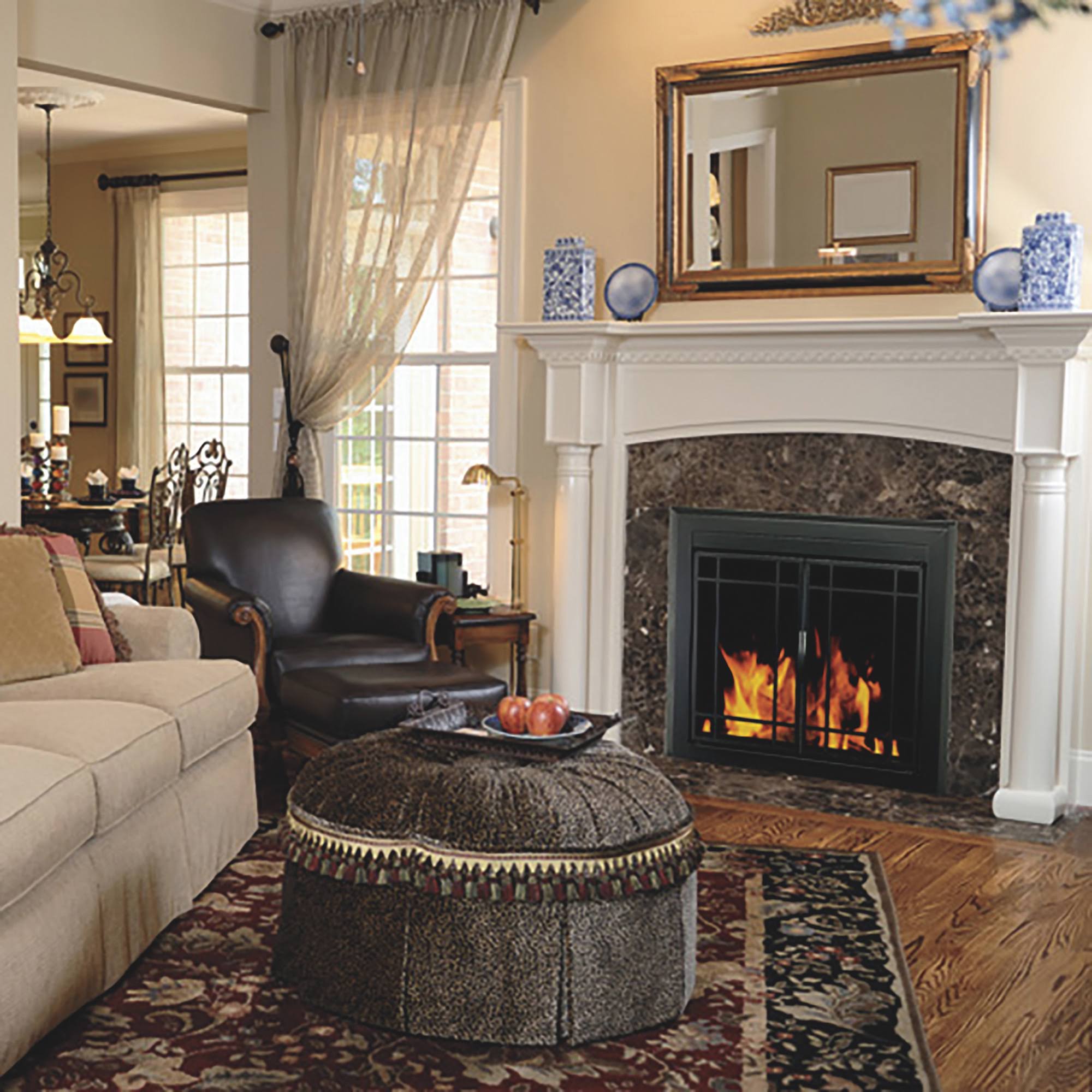 Pleasant Hearth Edinburg Small Glass Fireplace Doors