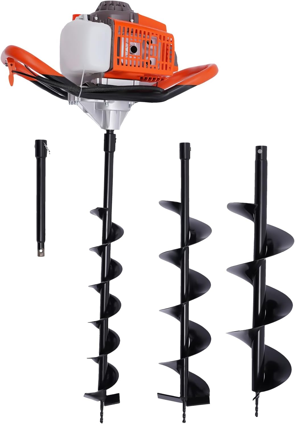71CC Earth Auger 2 Stroke Gas Powered Post Hole Diggers Borer Fence with 4''6'' and8'' Drill bits and 12'' Extenstion Rod Heavy Duty Auger Post Hole Diggers(8500rpm)