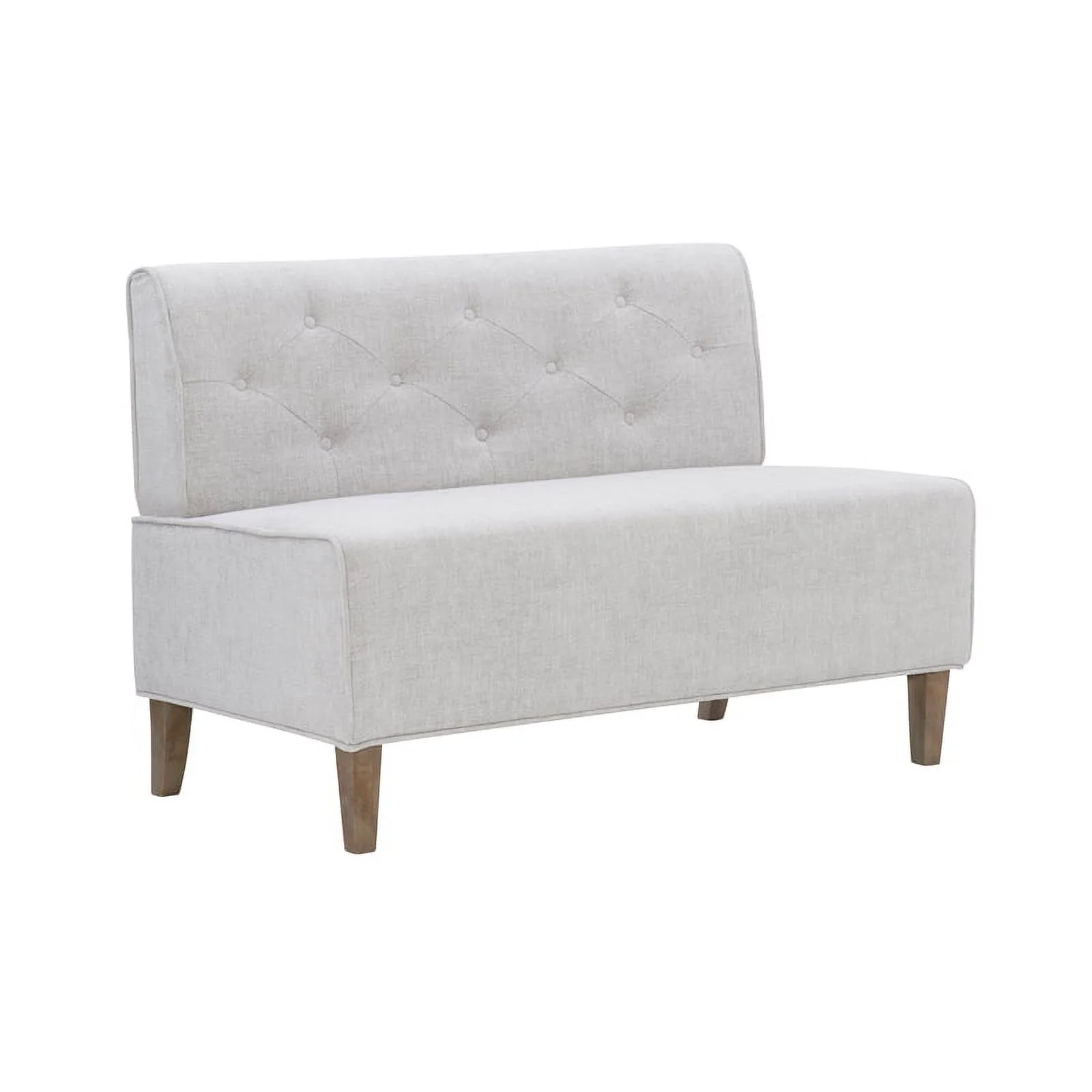 Pemberly Row Wood Upholstered Corner Nook Bench in Light Grey