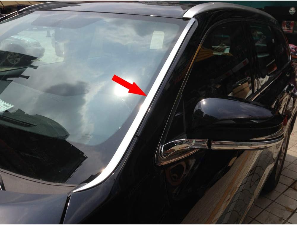 Beautost Fit for Toyota Highlander 2015 2016 2017 2018 2019 Windshield Side Beveled Window Cover Trim Stainless Steel Pack of 2