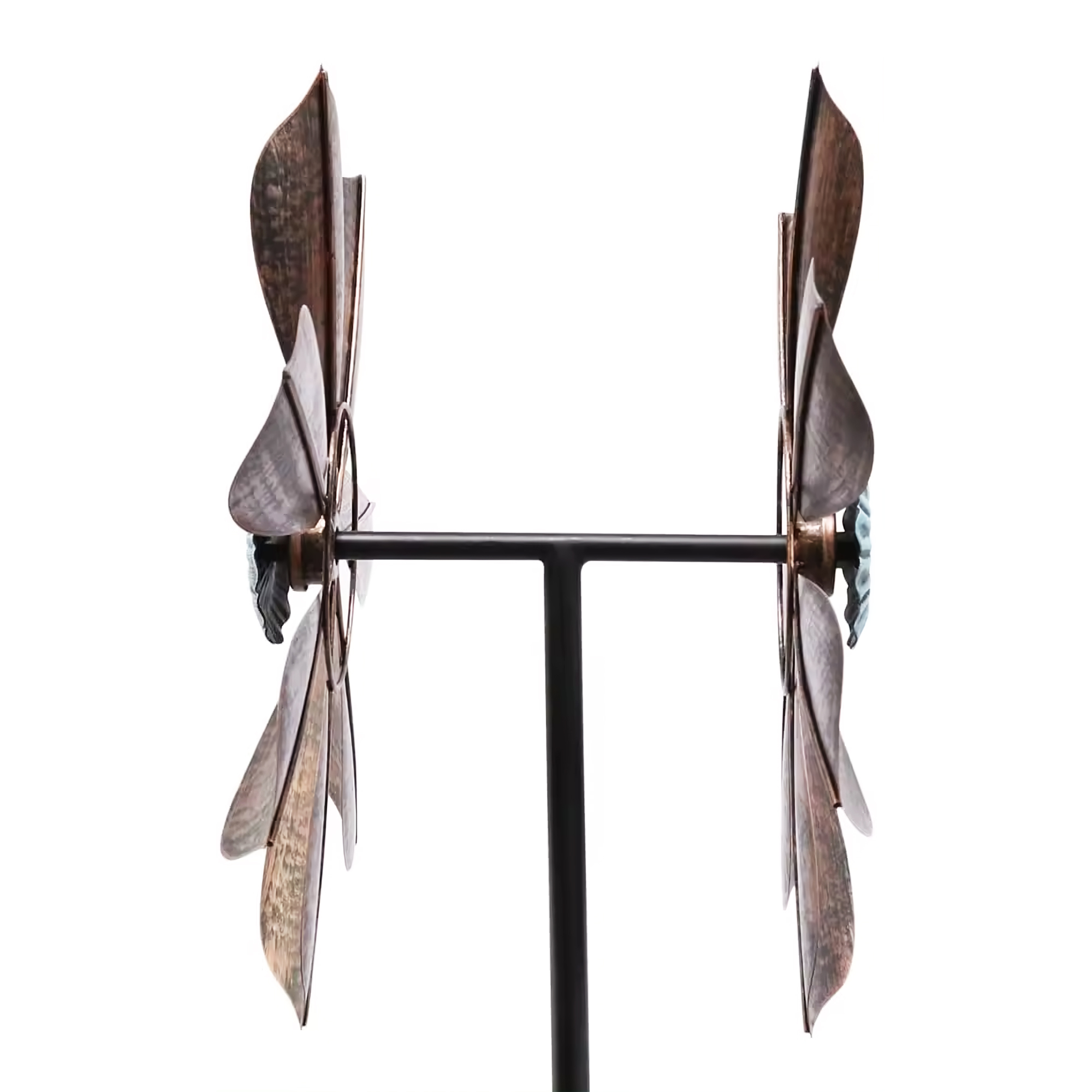 Wind Spinner, 60 inch Metal Wind Spinner, 360° Dual Direction Kinetic Wind Spinners with Bronze Leaves and Blue Flower Core, Windmill for Outdoor Yard Patio Lawn & Garden