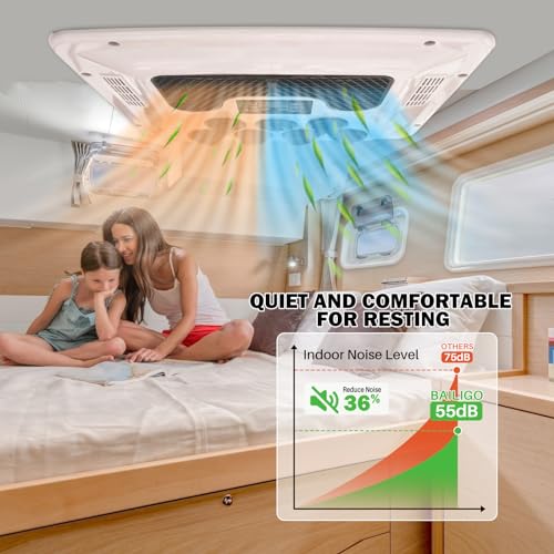 Camper 12V Rooftop AC Unit RV Air Conditioner Heater Combo, 12 Volt A/C Unit Low-Noise, Heating & Cooling for Car, Truck, Trailer, Boat